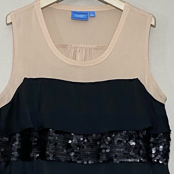 NWOT SIMPLY VERA WANG || SLEEVELESS BLACK SEQUENCE TANK TOP BLOUSE size Xl - Picture 7 of 8